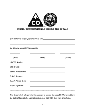 printable bill of sale for utv