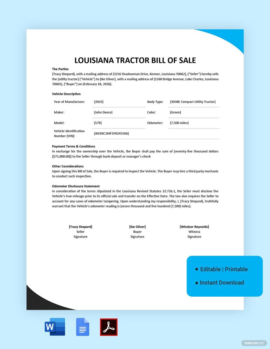 printable bill of sale louisiana