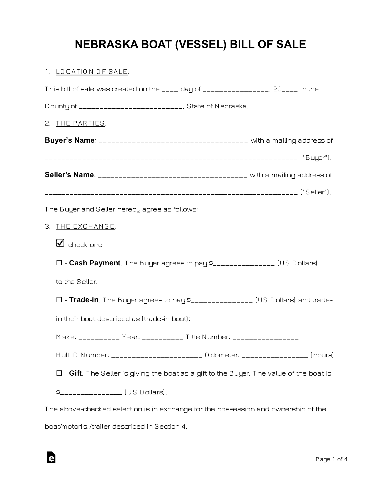 printable bill of sale nebraska