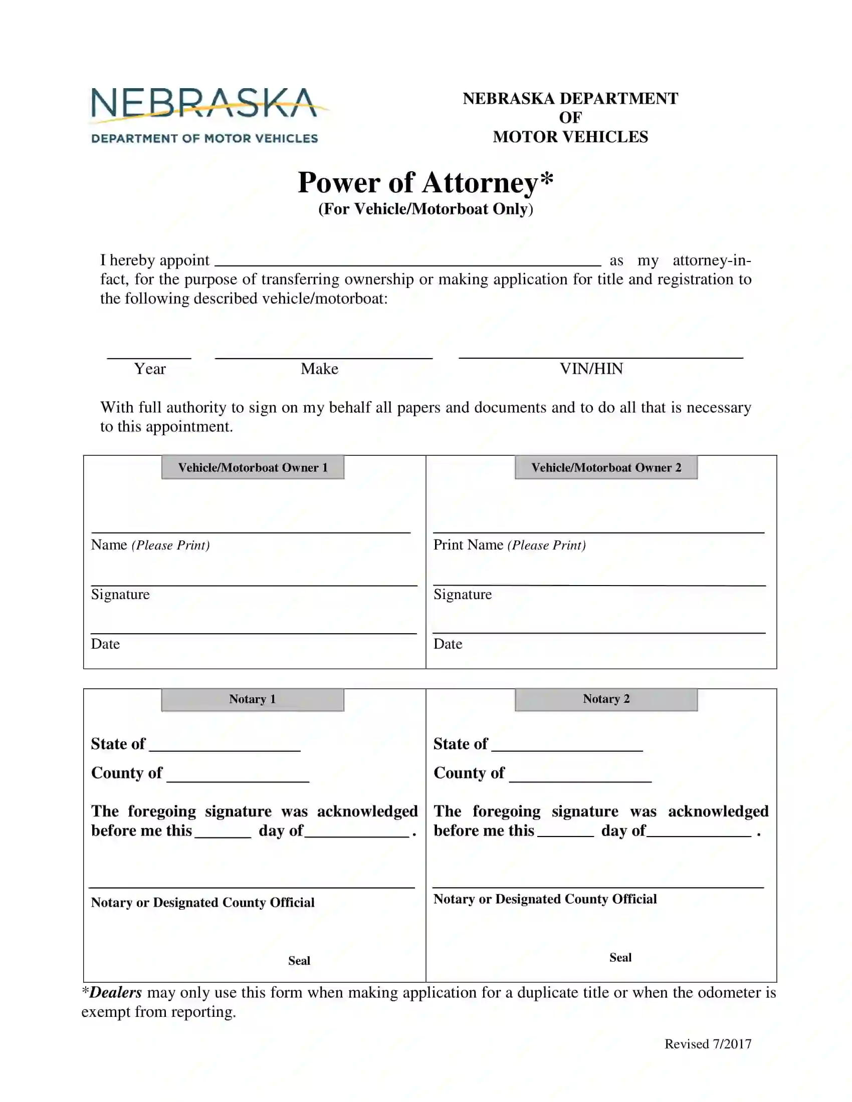 printable bill of sale nebraska