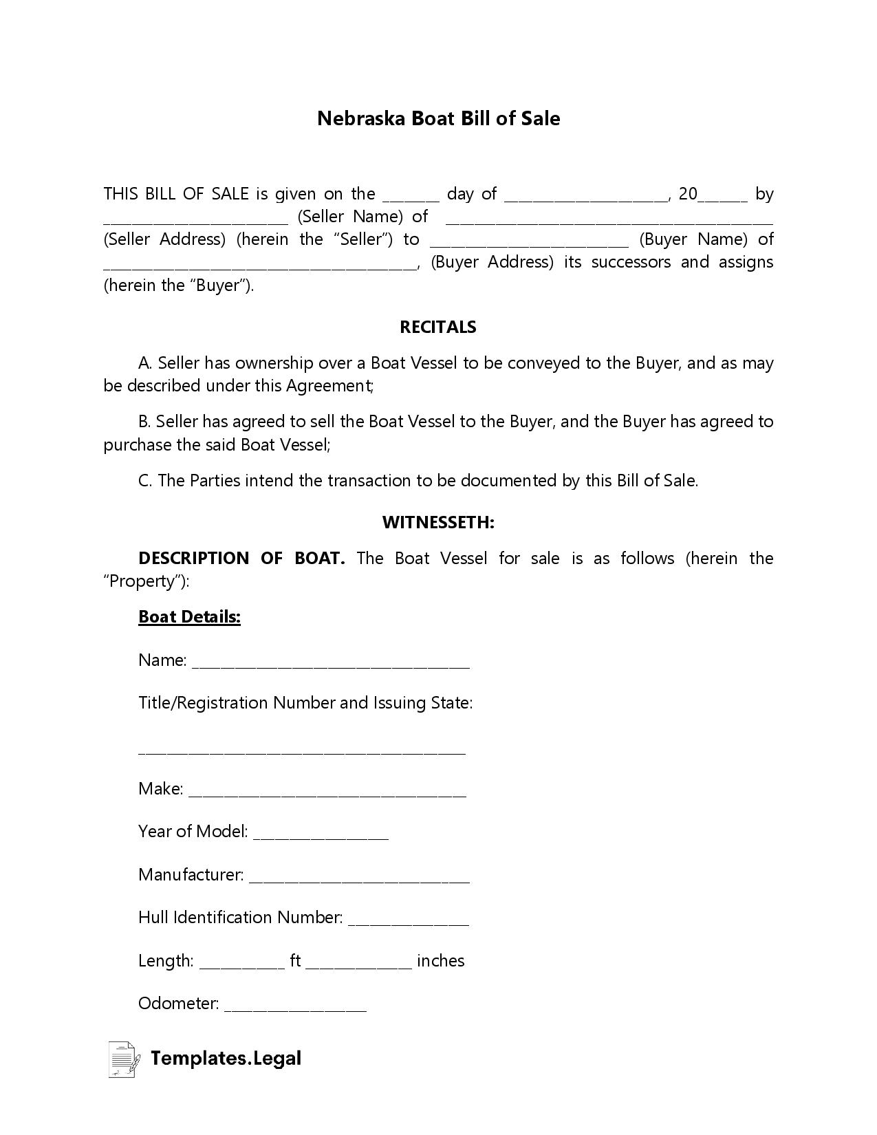 printable bill of sale nebraska
