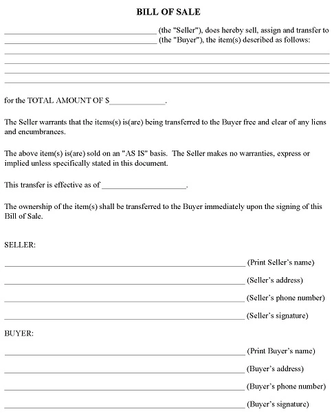 printable bill of sale nebraska