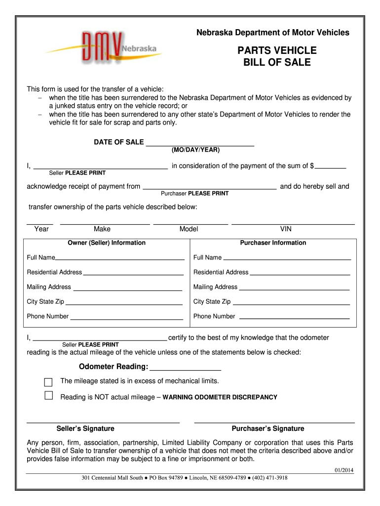 printable bill of sale nebraska