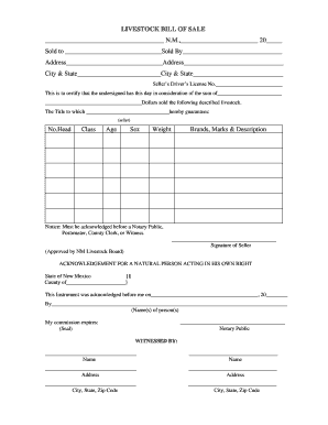 printable bill of sale nm
