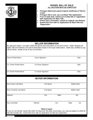 printable bill of sale oregon