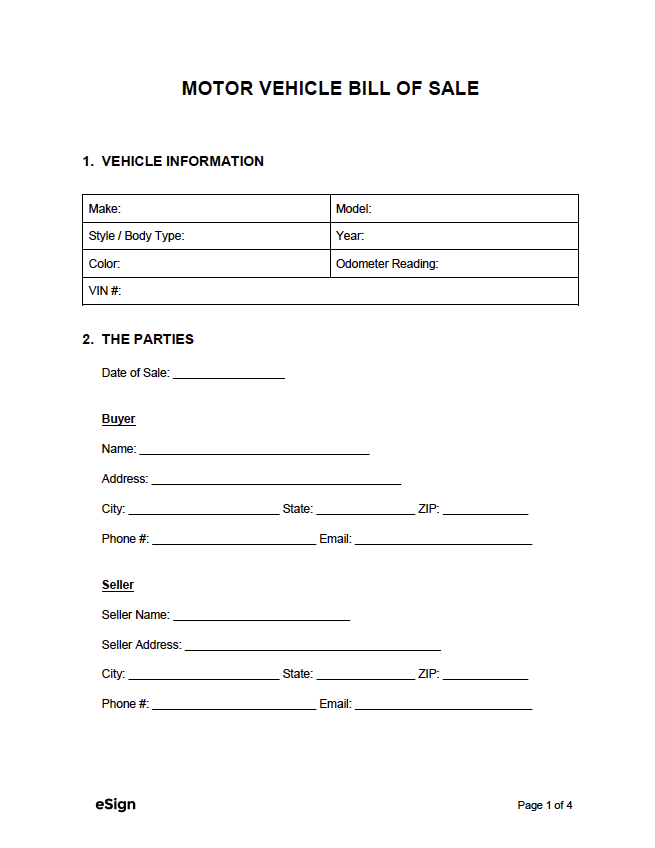 printable bill of sale pdf