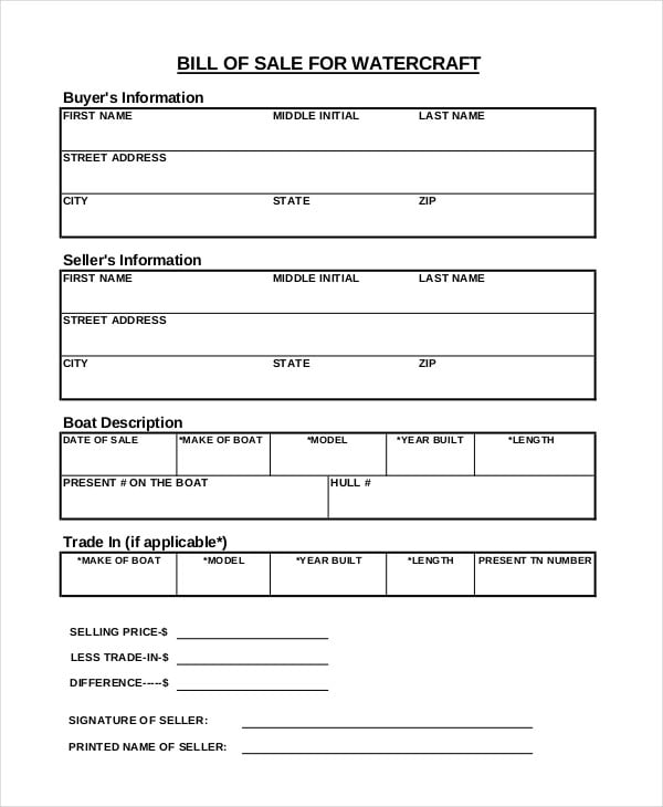 printable bill of sale pdf