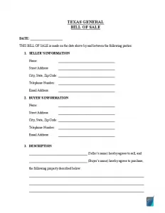 Free Texas Bill of Sale Forms (PDF) | FormsPal