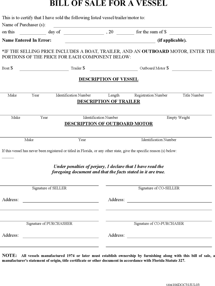 printable bill of sale texas