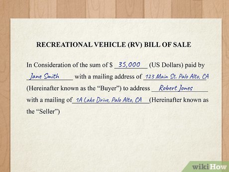 printable bill of sale travel trailer