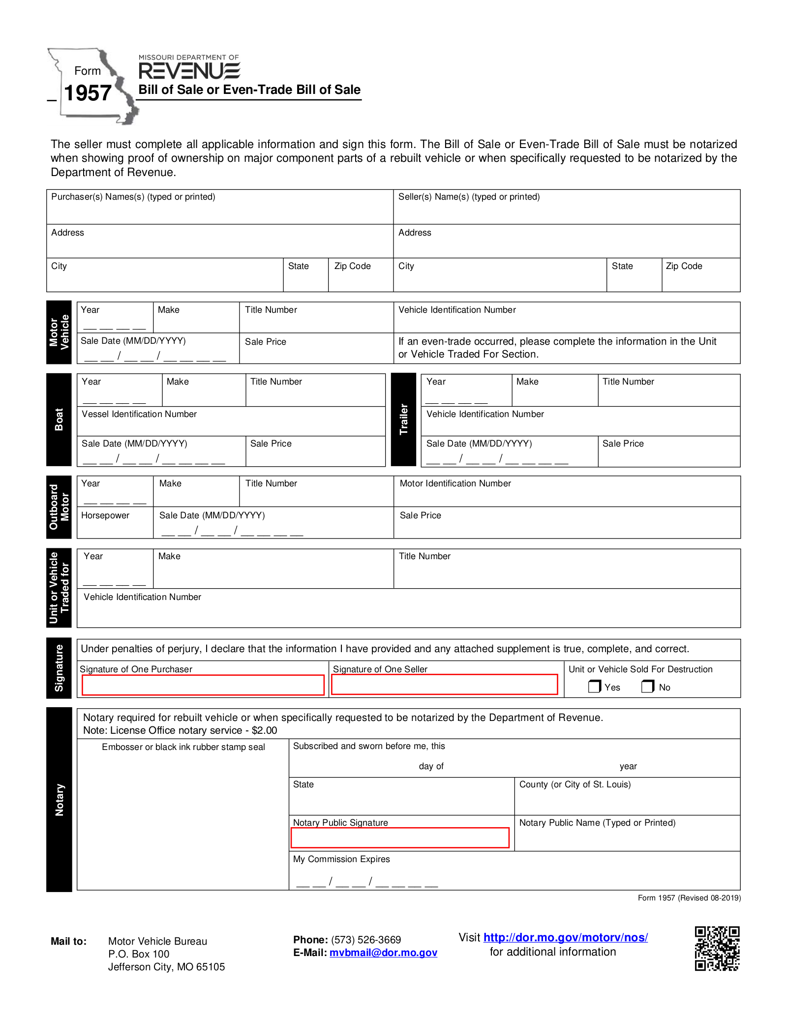 Free Missouri Bill of Sale Forms - PDF - eForms