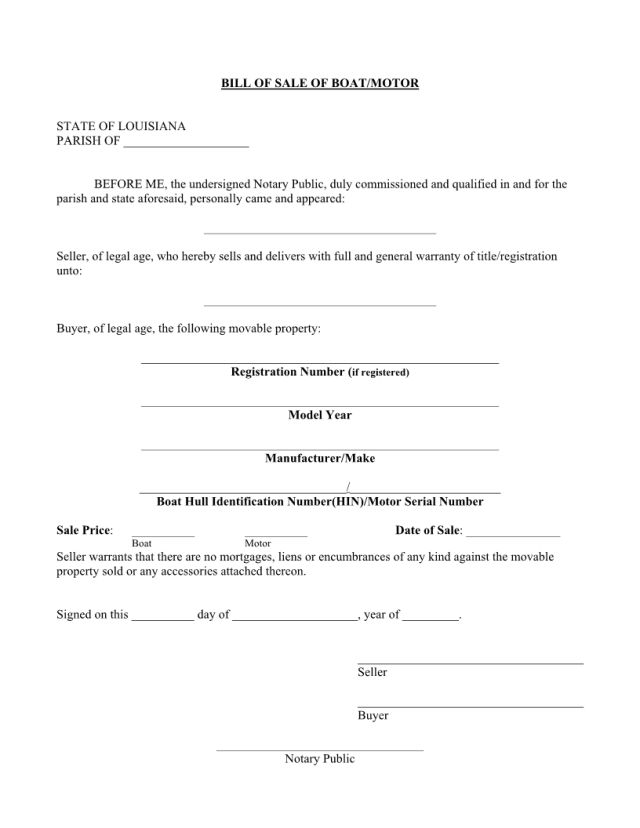 printable bill of sale with notary