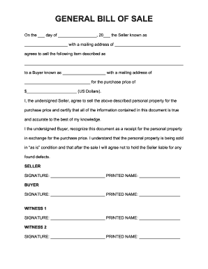 printable bill of sale with notary