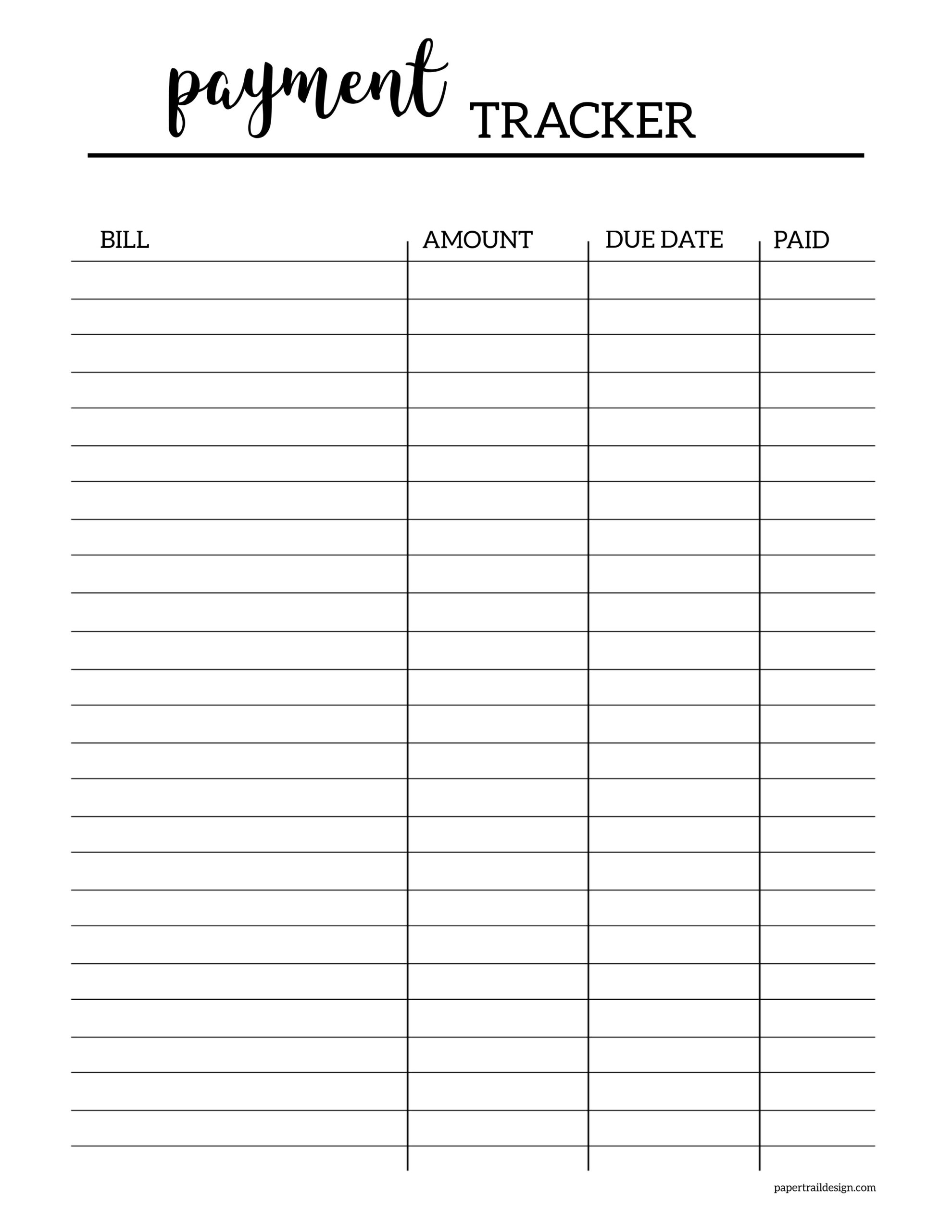 free-printable-bill-tracker-paper-trail-design-worksheets-library for Free Printable Monthly Bill Organizer Form Free Printable Bill Tracker - Paper Trail Design - Worksheets Library for Free Printable Monthly Bill Organizer Form