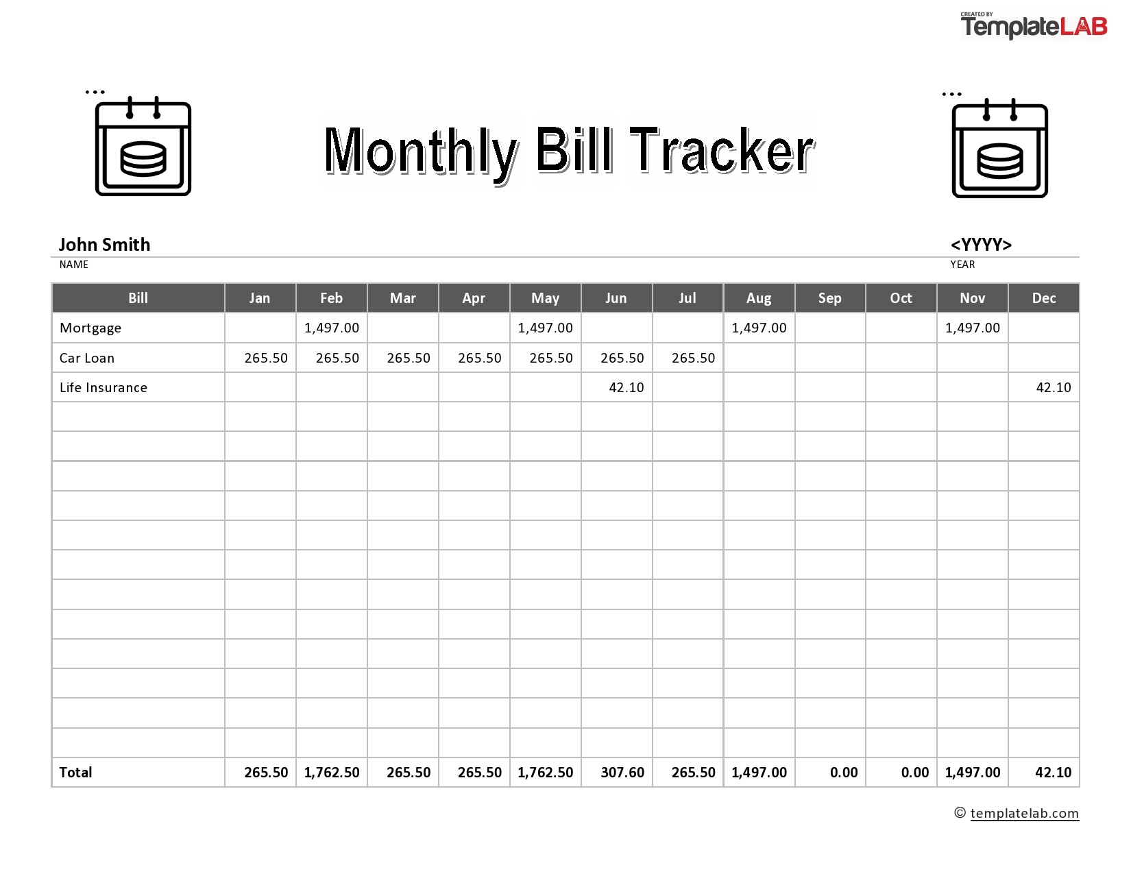 printable bill organizer monthly