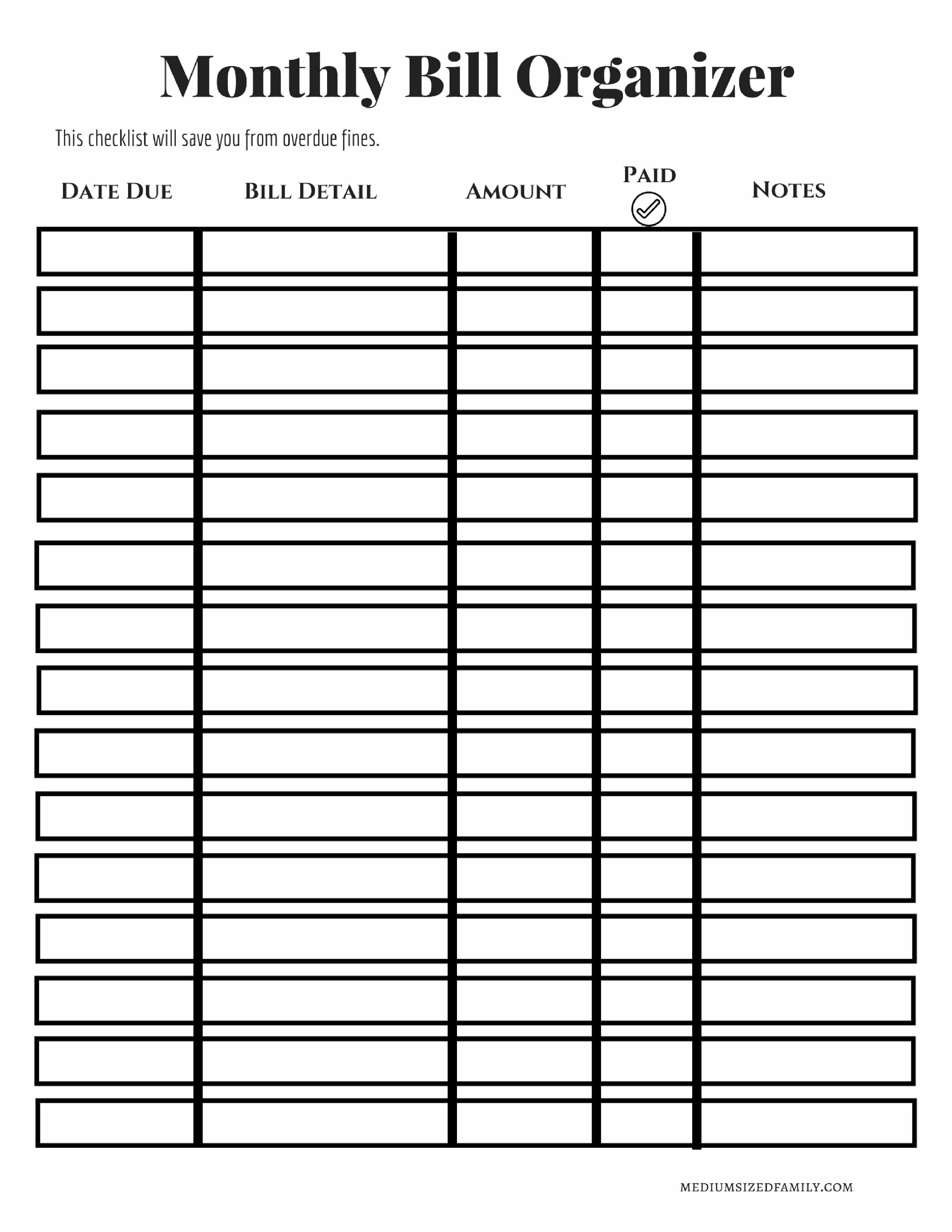 Master Your Finances With Free Printable Monthly Bill Organizer