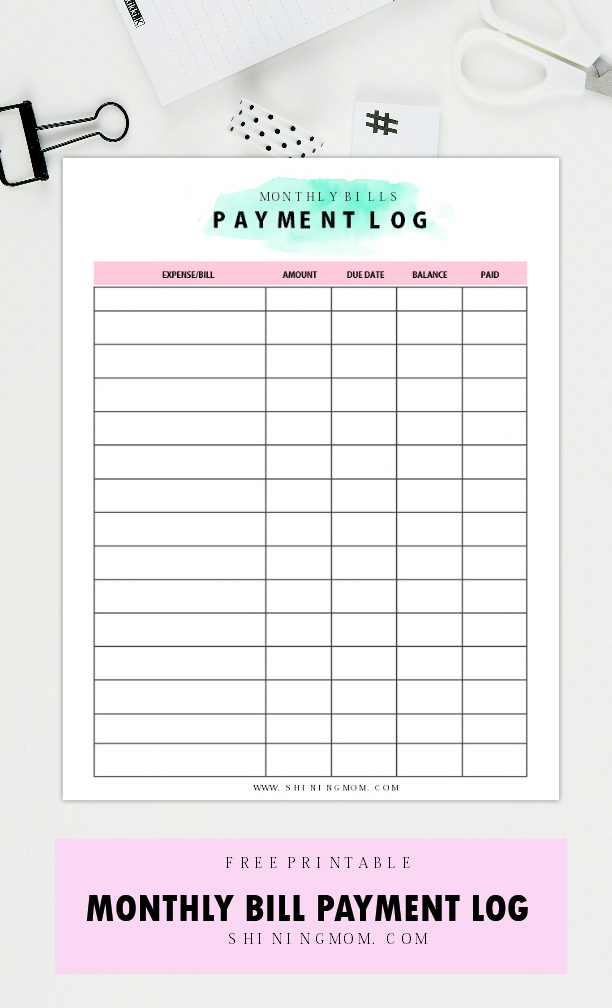 printable bill organizer worksheet