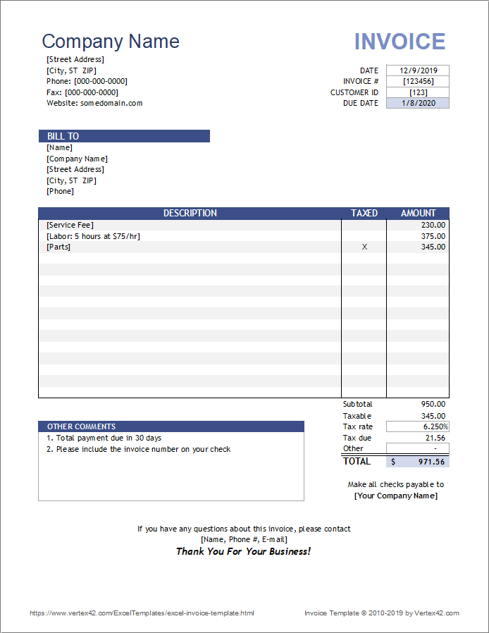 printable billing invoice form