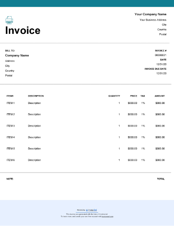 printable billing invoice form