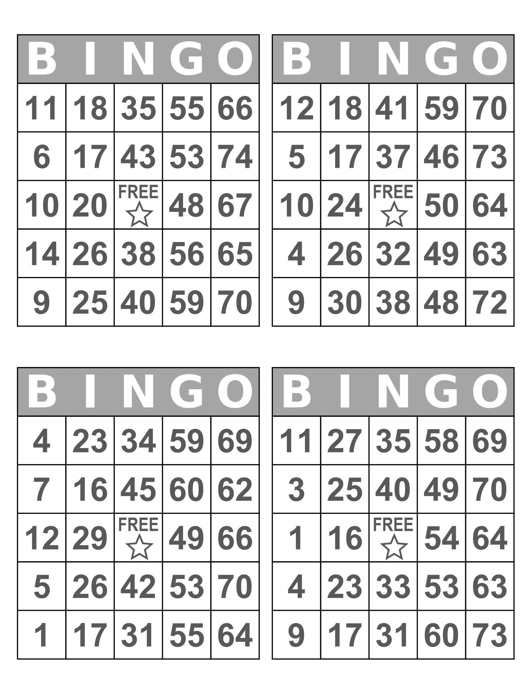 printable bingo board games