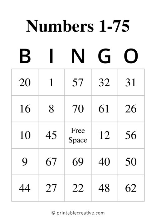 printable bingo cards 4 to a page