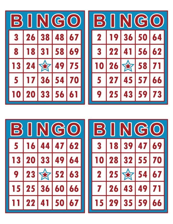 printable bingo cards 4 to a page