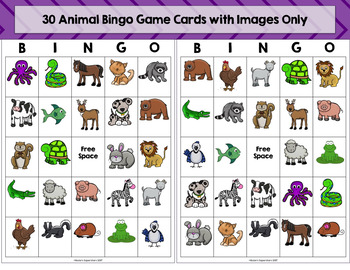 printable bingo cards animals