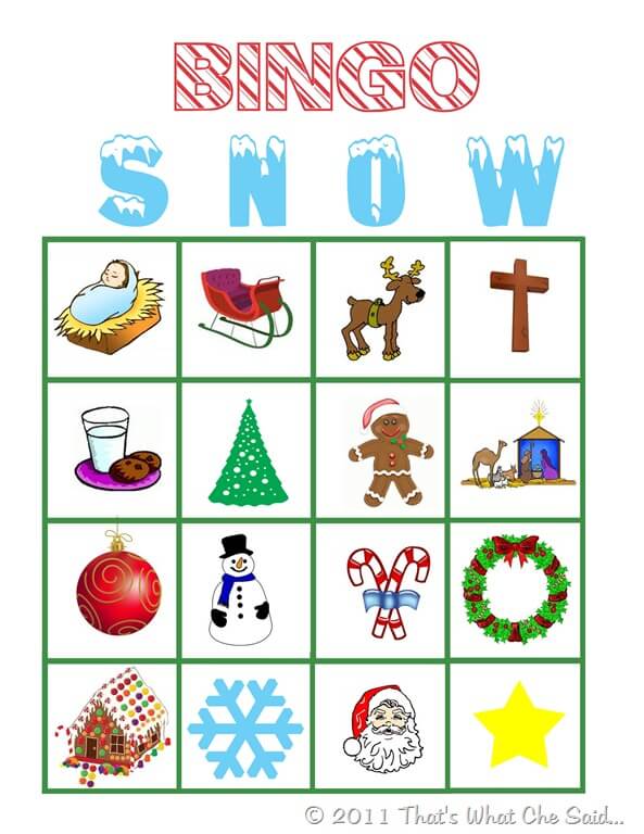 printable bingo cards for christmas