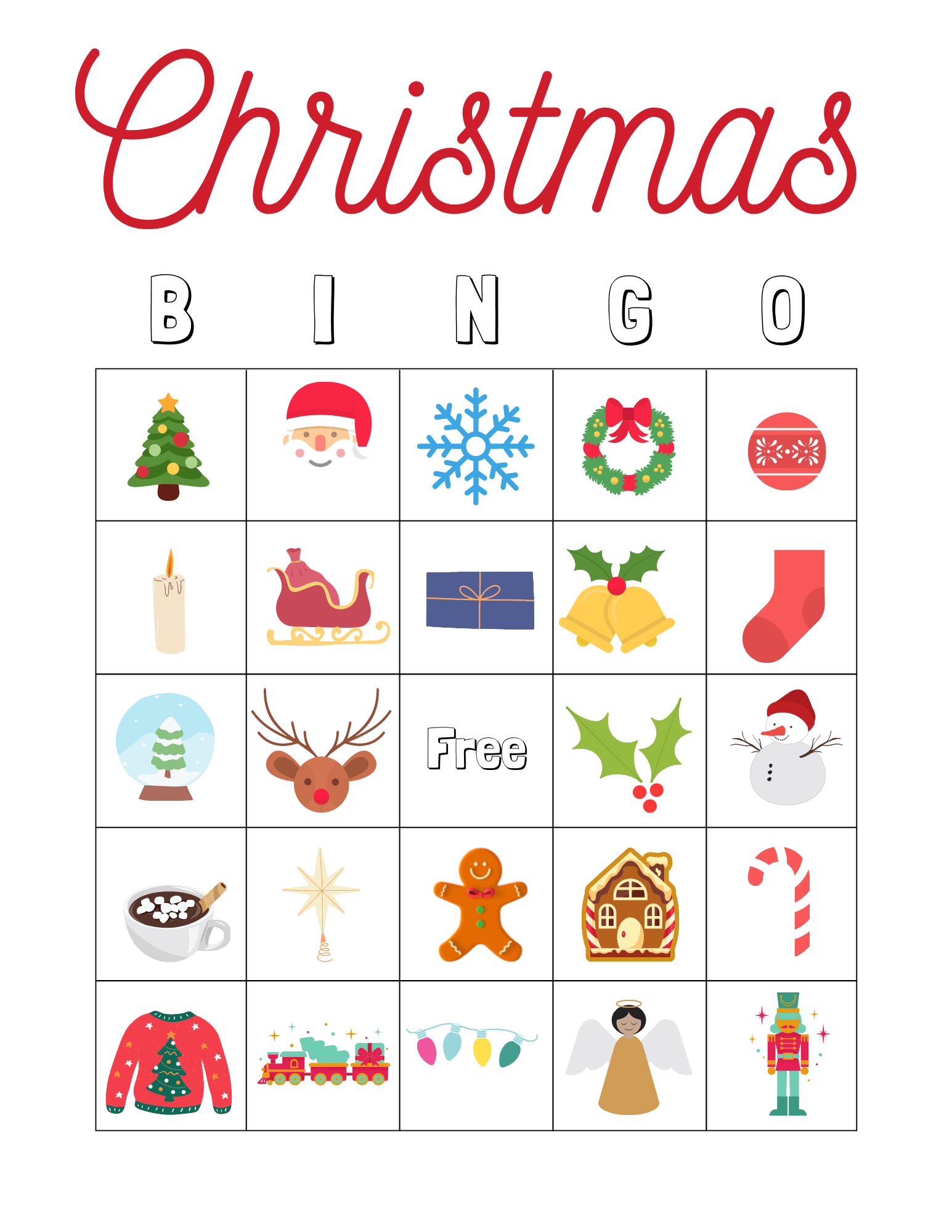 printable bingo cards for christmas