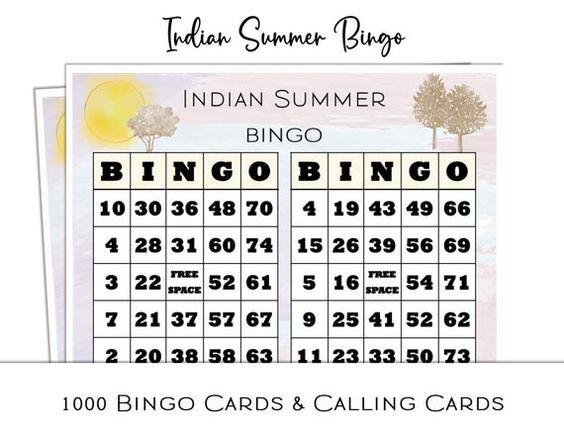 1000 Indian Summer Bingo Cards, Printable Bingo Game Cards, PDF ...