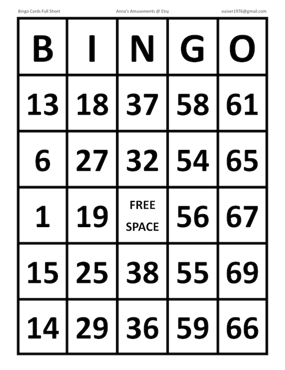 printable bingo cards for seniors