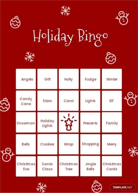 Holiday Bingo Card Template in Illustrator, Word, PSD - Download ...