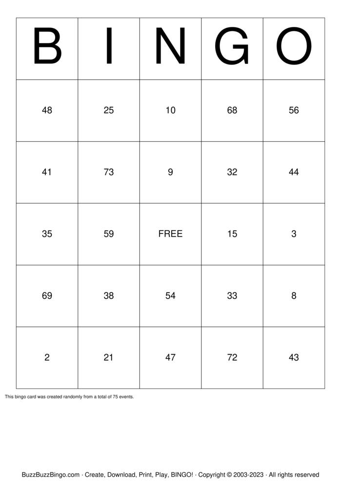 printable bingo cards numbers 1 75
