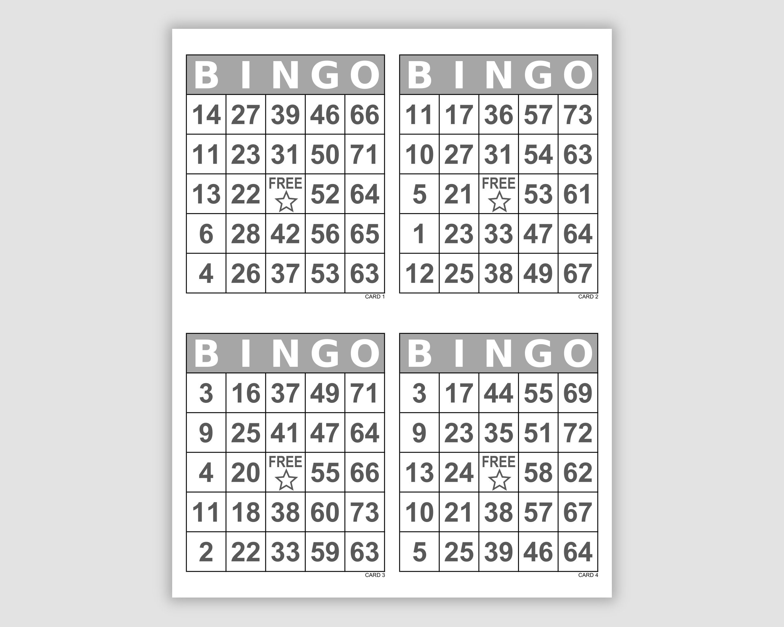 1000 Bingo Cards Pdf Download, 1, 2, and 4 per Page, Large Print