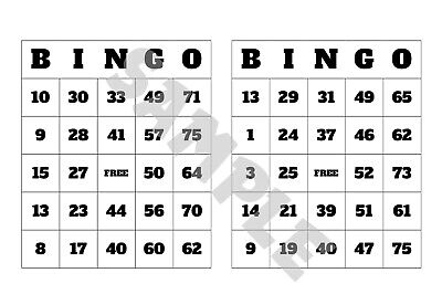 Printable Virtual Bingo Cards! 20, 50, 200, 500, 1000 different ...