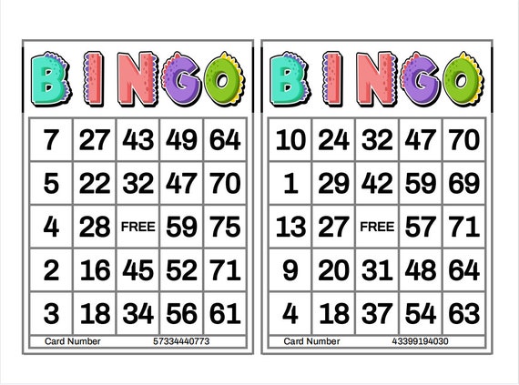 printable bingo cards uk