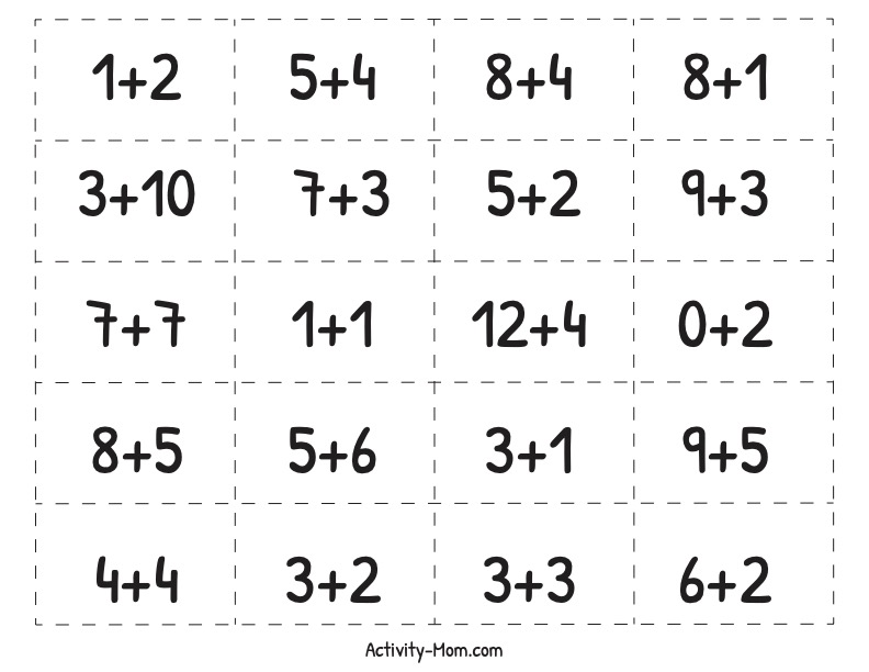 Addition Bingo Math Game (free printable) - The Activity Mom