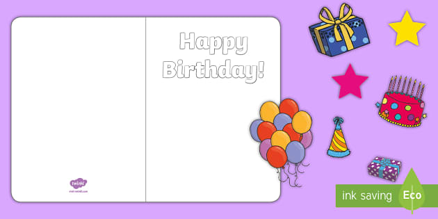 printable birthday card outline