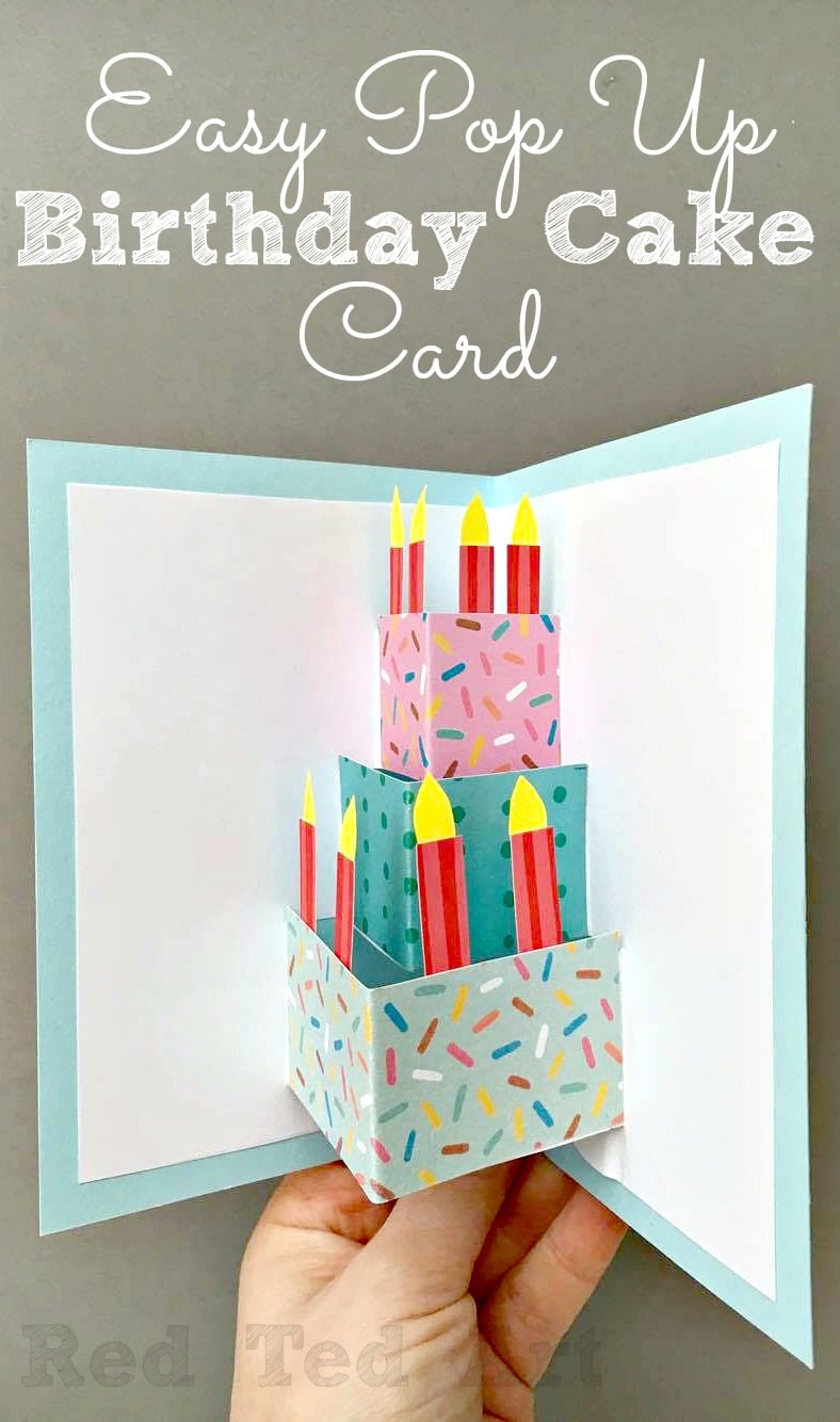 Easy Pop Up Birthday Card DIY - Red Ted Art - Kids Crafts