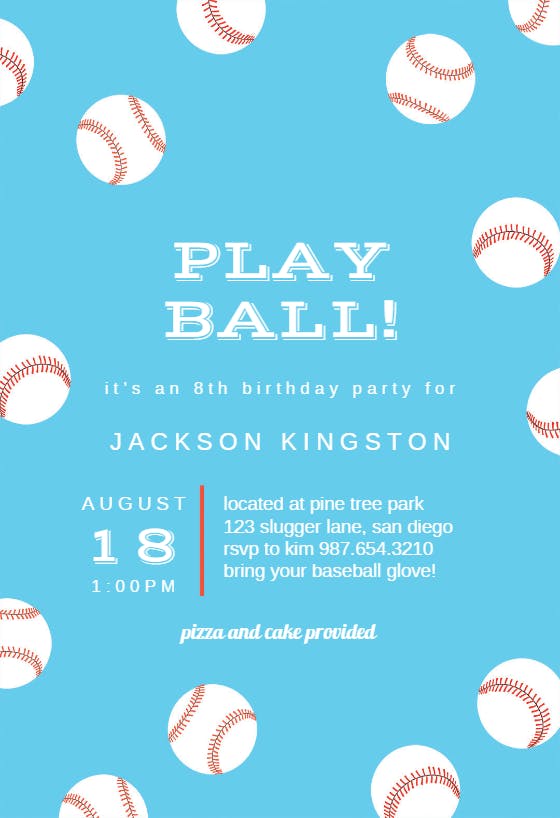 Baseball Birthday - Sports &  games Invitation Template (Free ...
