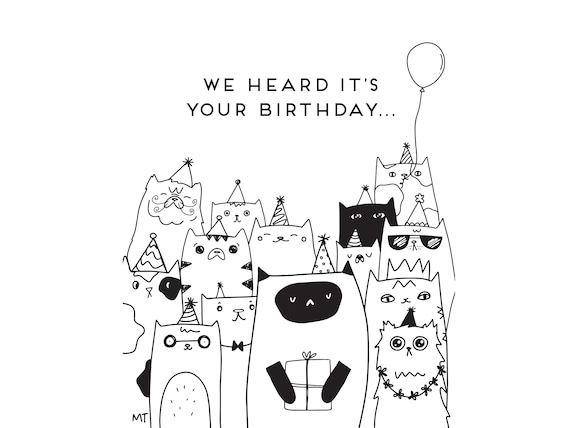 printable birthday cards black and white