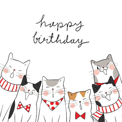 printable birthday cards cats