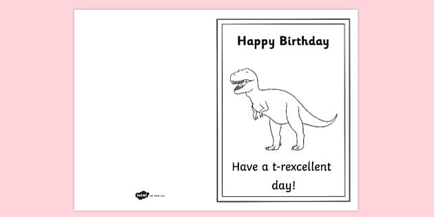 FREE! - T Rex Card Colouring Activity | Printable Primary Resources