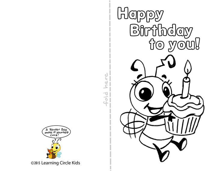DIY Free printable birthday card for kids to decorate and write ...