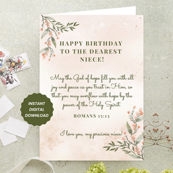 Birthday Card Instant Download Birthday Card Bible Verse Card ...