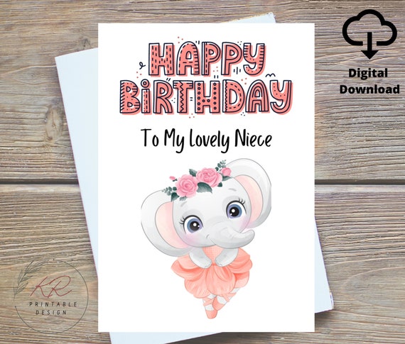 Happy Birthday To My Lovely Niece Printable Card, Niece Birthday Card  Digital, Birthday Card for Niece, Printable Birthday Card for Niece