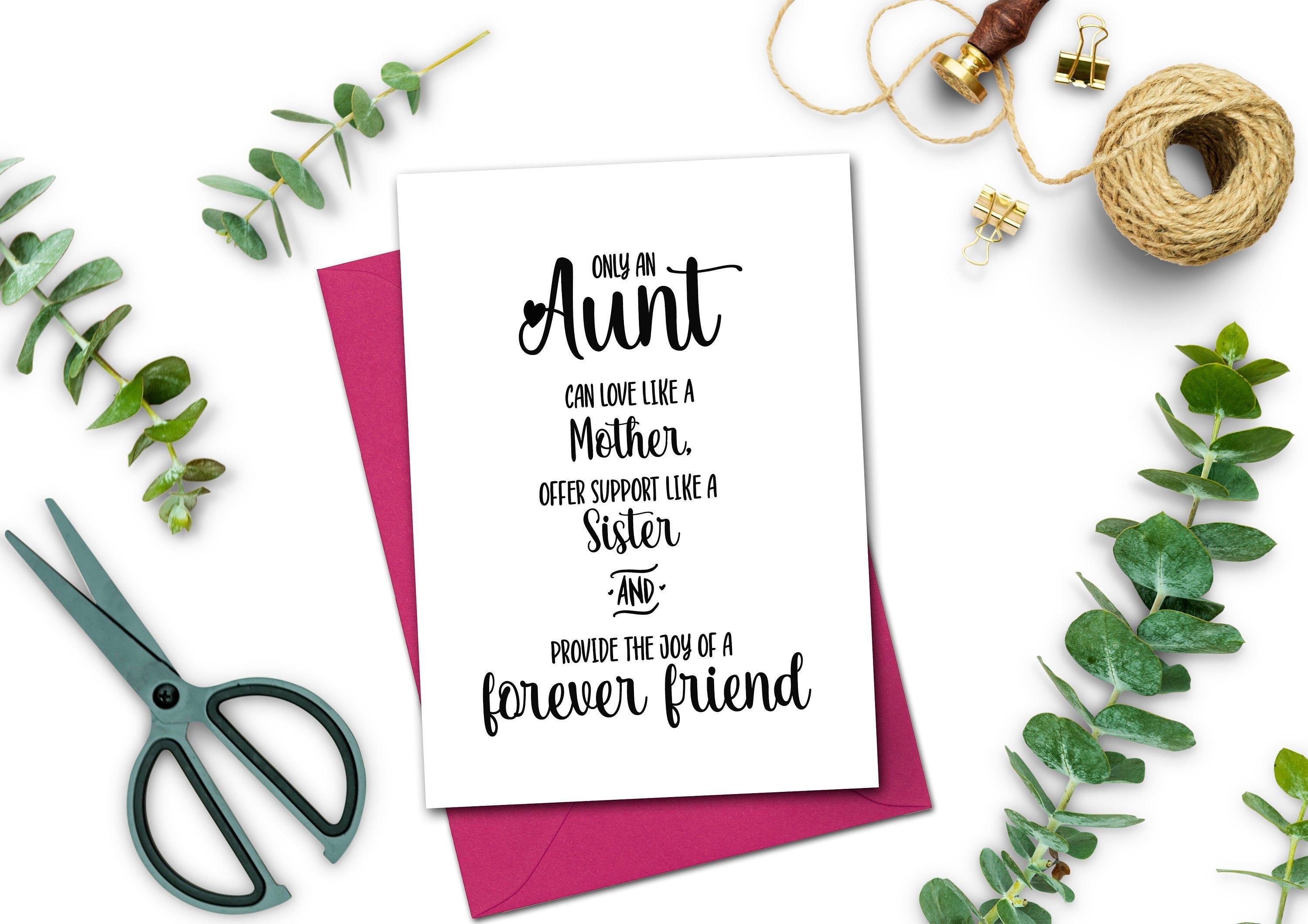 Printable Aunt Card From Niece, Birthday Card for Aunt From Nephew ...