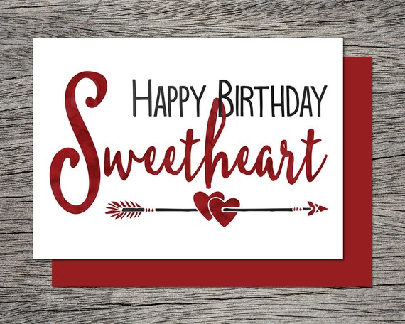 PRINTABLE Birthday Card Happy Birthday Sweetheart Wife Birthday ...