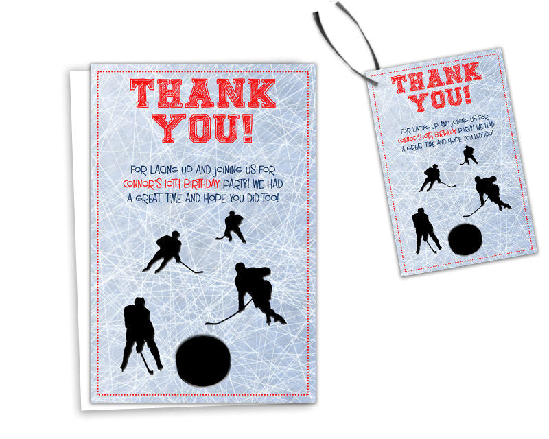 Hockey Birthday Thank You Cards or Tags | Party Print Express