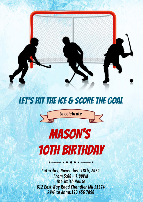 Ice hockey birthday party invitation Template | PosterMyWall